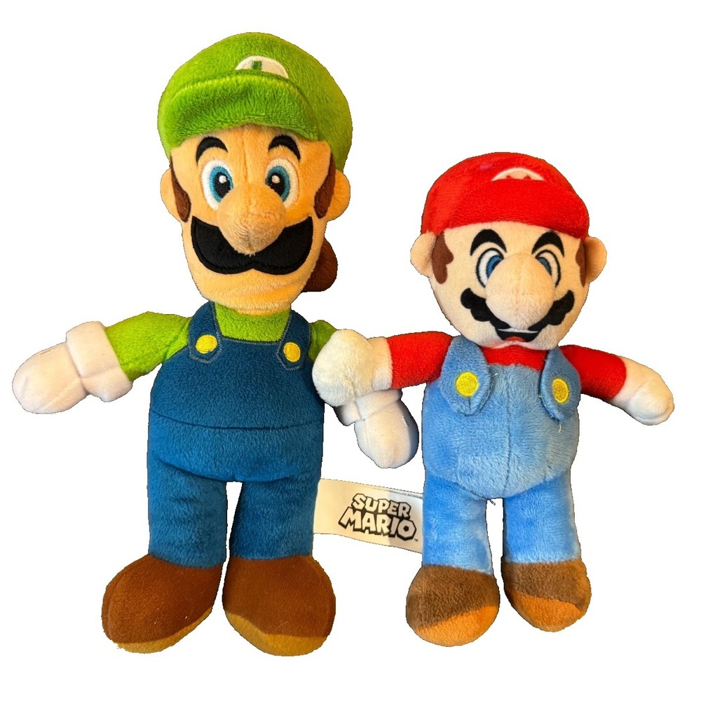 Super Mario Bros Mario Luigi Plush Lot Stuffed Toys Official Nintendo Figures
